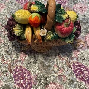 Vintage Ceramic Fruit Basket Decor
